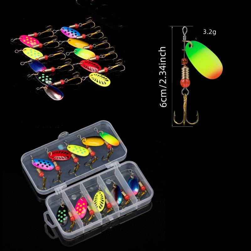 10pçs Isca de Pesca Colher de Metal Spinner Colher Iscas Artificiais Pesca Wobblers Kit de Crochê para Lúcio com Caixas de Utensílios