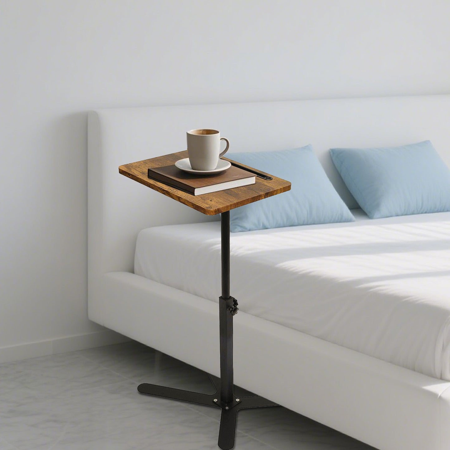 Adjustable Height Laptop Desk Rotating Tabletop Mobile Stand Home Mesa Bedside Table Office Tray Standing Computer Workstat