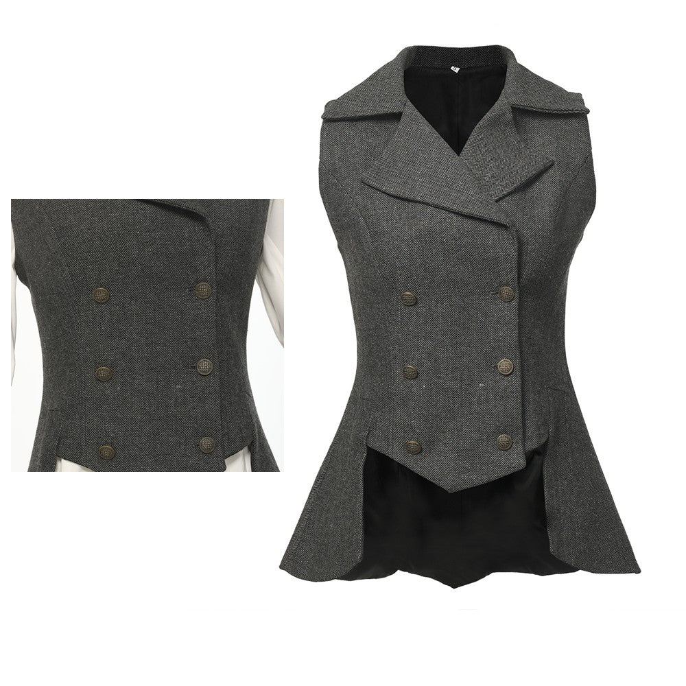 Colete Vitoriano Feminino Vintage Steampunk Renascentista com Cauda Curta