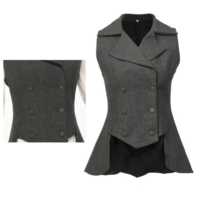 Colete Vitoriano Feminino Vintage Steampunk Renascentista com Cauda Curta