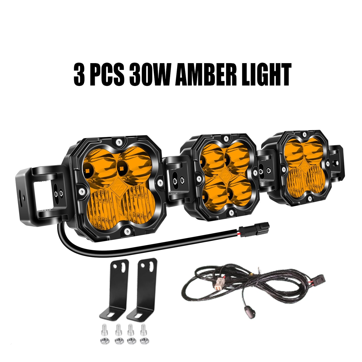 4in 30W Amer Cube LED Pod Light Spot Flood Combo Beam Work Lights,3055K/3530K Car Off-Road Driving Lamp for Truck,SUV,Motorcycle