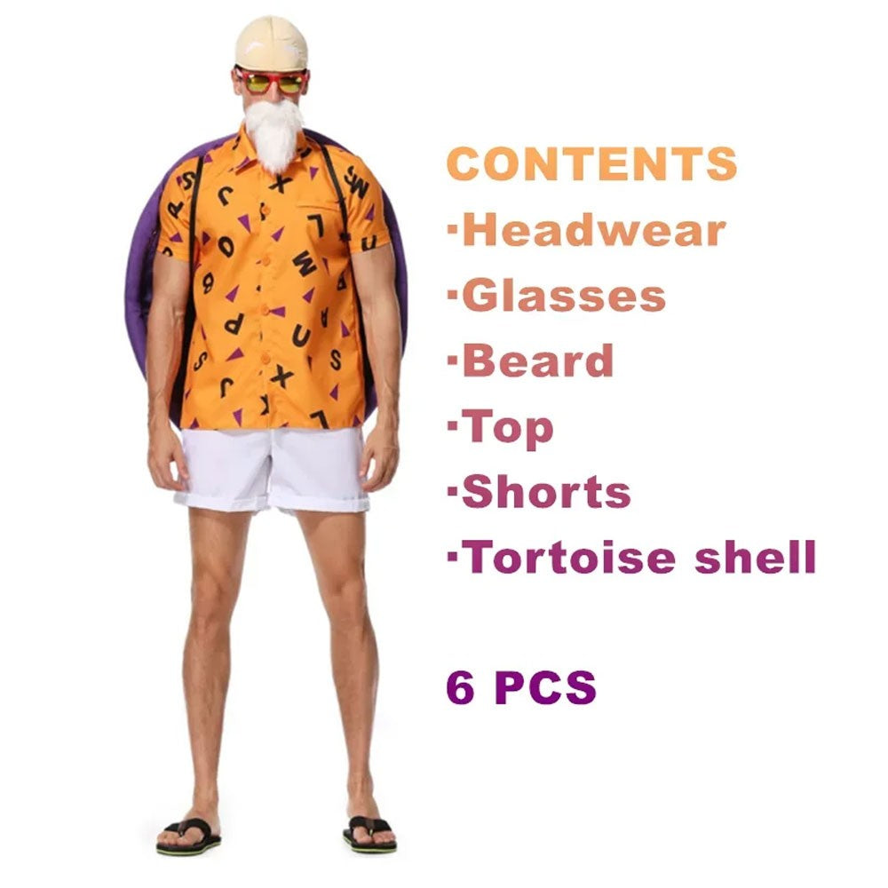 Carnival Adult Unisex Master Roshi Cosplay Costume Anime Role Play Male Turtle Fairy Tortoise Kame Sennin Outfits Dress