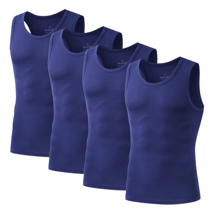 4Pcs/Pack Man Sleeveless T-shirt Solid Color Men's Tank Top Bamboo Fiber Undershirts Men Vest Suitable wear inside or outside
