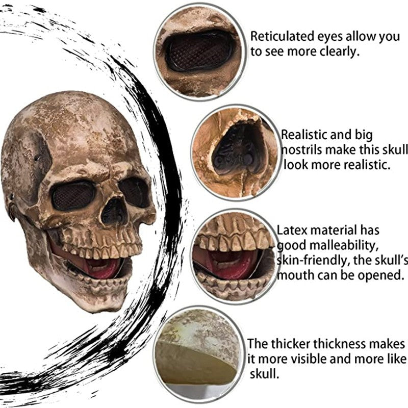 Full Head Skull Mask Carnival Adults Realistc Anonymous Halloween Moveable Mouth Jaw Anime Horror Helmet Skeleton Headgear Masks