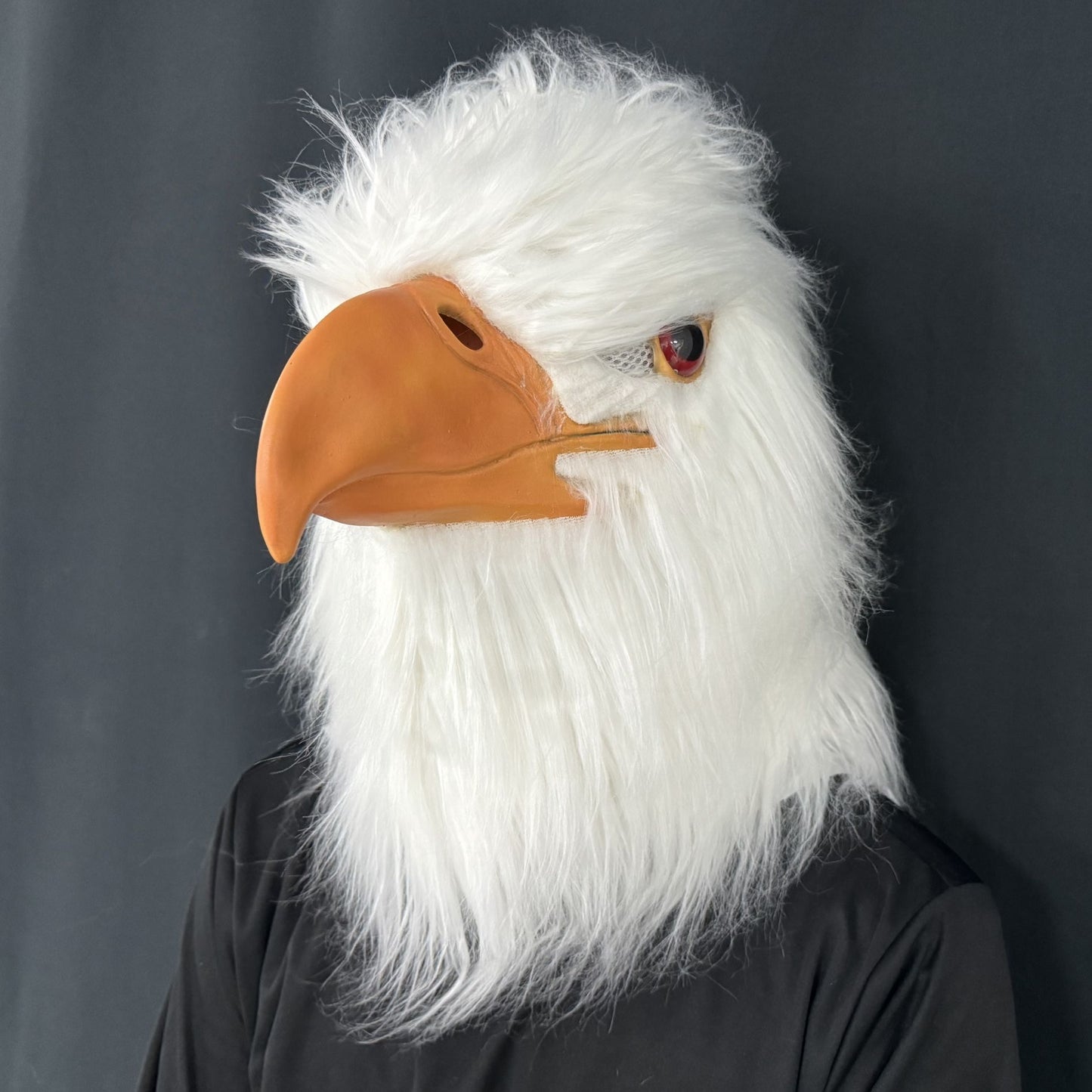 White Eagle Latex Mask – Realistic Bird Head Costume Feathers For Adults Halloween Party Cosplay Animal Prop Masquerade Carnival