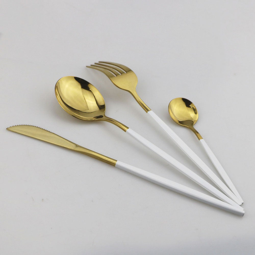 8 colheres de mesa de jantar, talheres de aço inoxidável, prateado, talheres dourados, utensílios de cozinha, talheres pretos.