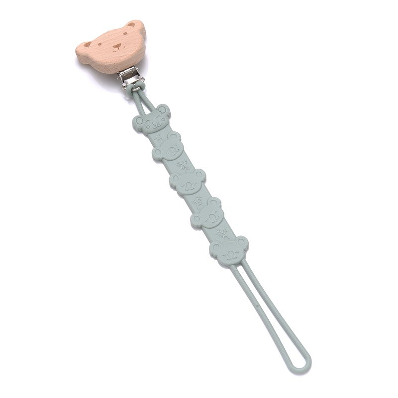Cartoon Animal Wooden Baby Pacifier Clip Silicone Teether Nipple Holder Chain For Baby Dummy Anti-Drop Chain Oral Care Chew Toy