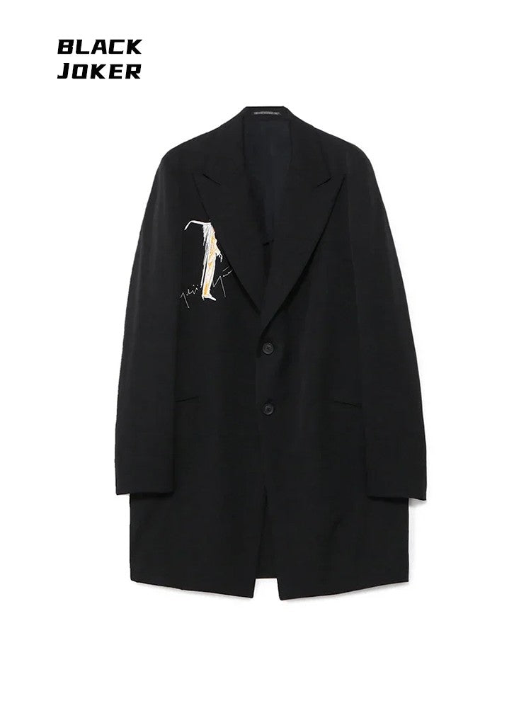 BLACK JOKER Big size blazer men's jacket with embroidery men's oversize jacket luxury men's jacket black Men's suit jackets