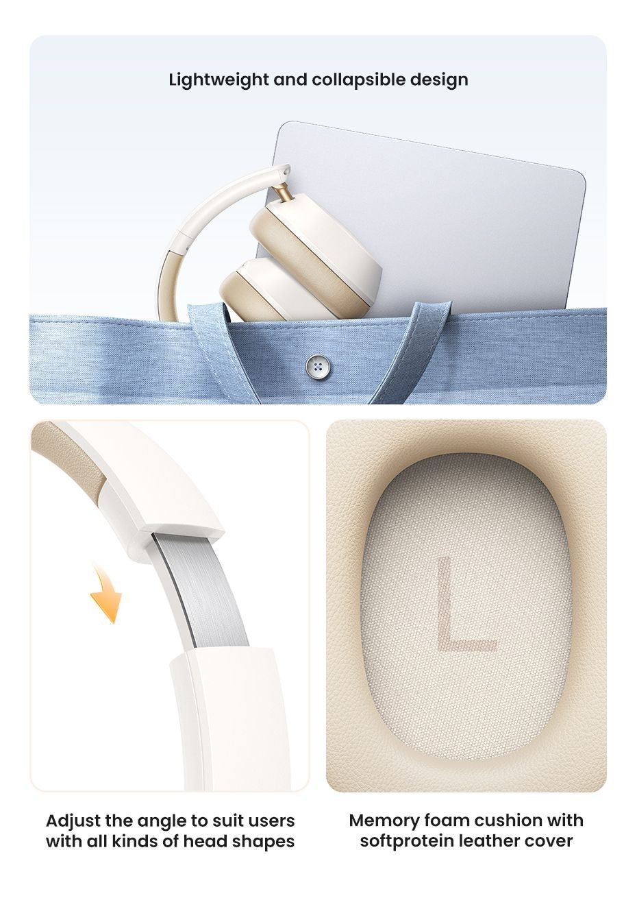 Fones de ouvido Bluetooth sem fio UGREEN Max5c ANC com cancelamento de ruído ativo de 43dB, Hi-Res LDAC, 75H de áudio espacial