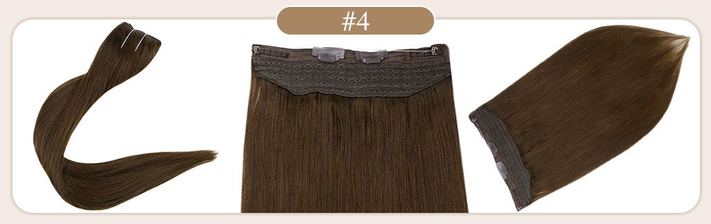 Full Shine Fishing Wire Hair Extensions Cabelo Humano Real Hair Extensions Apliques Para Mulheres Fio Secreto Grosso