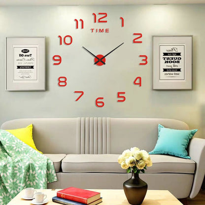Creative 3D Acrylic Digital Wall Clock Roman Numerals Design Mirror Wall Clock Large Round Wall Clock DIY Self Adhesive Clocks