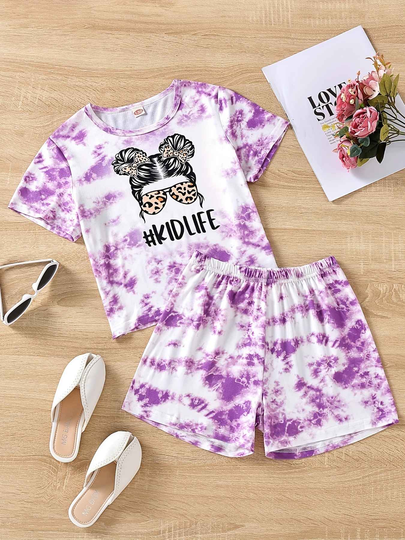 Summer Sets Children's Clothing Girl Kids Toddler Clothes Cute 3D Tie-Dye Print T-Shirt Top Shorts 2PCS Baby Kids Tracksuit Sets