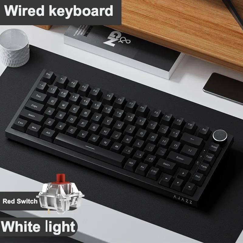 Teclado Gamer Ajazz AK820 Pro com Chave Magnética, Montagem Gasket, Bluetooth 5.1/Wireless 2.4G/USB-C com Fio, Tela TFT, para Mac/Windows
