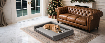 Cama Ortopédica para Cães M-XXL Almofadada em Couro de Microfibra Sofá para Cães de Estimação Impermeável Cama Calmante com Capa Removível Fácil de Limpar