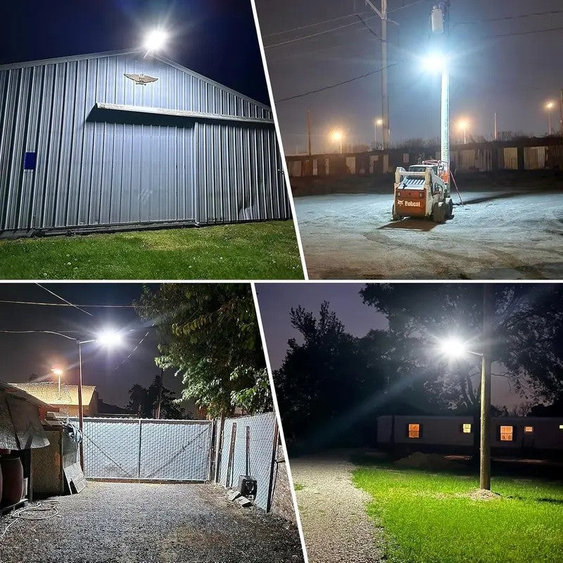 Solar Street Light Outdoor Motion Sensor Dusk to Dawn LED Security Flood Light Remote Control IP66 Waterproof for Parking Lot Garage Yard