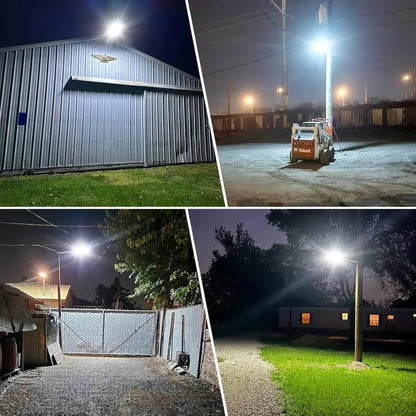 Solar Street Light Outdoor Motion Sensor Dusk to Dawn LED Security Flood Light Remote Control IP66 Waterproof for Parking Lot Garage Yard