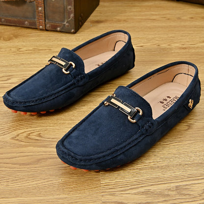YRZL Loafers Men Big Size 48 Soft Driving Moccasins High Quality Flats Genuine Leather Shoes Men Slip-on Suede Loafers for Men