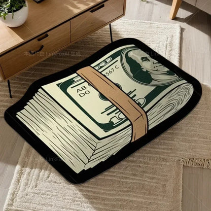 VIKAMA Upgraded Material Personalized Creative Dollar Simulated Money Carpet Living Room Bedroom Kitchen Bathroom Art Rug Mat