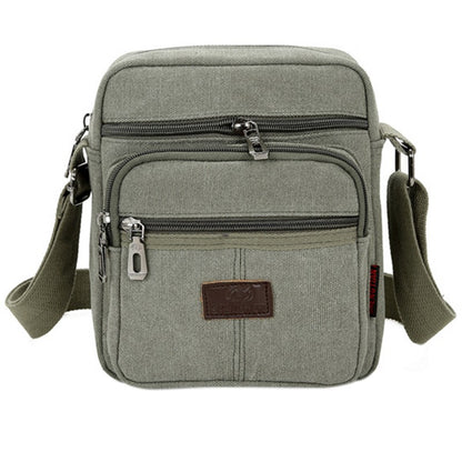 Multifunctional men's Shoulder Bag Flap Solid Color Casual Messenger Canvas Fashion Zipper Retro Travel men's Shoulder Bag