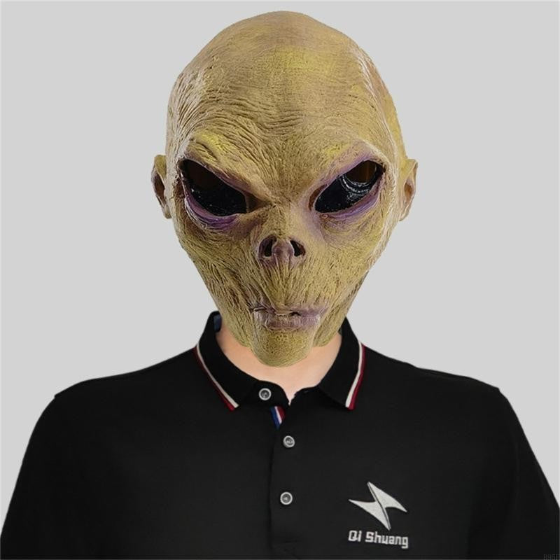 B95F Full Face Alien Mask for Adults Halloween Alien Mask Gloves Set, Alien Cosplay Costumes Props, for Halloween Party