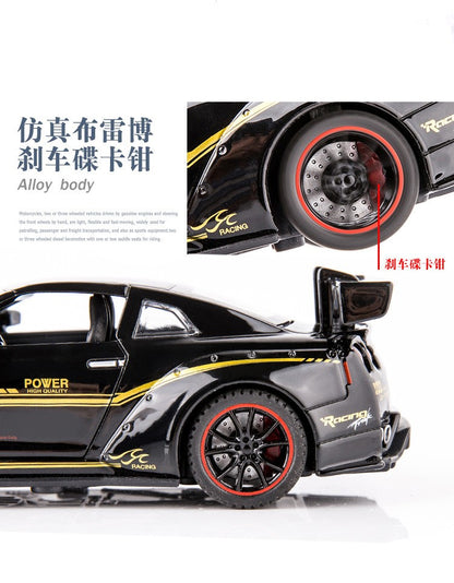 1:32 Nissan GTR R35 Carro de corrida em liga metálica Modelo de carro fundido de metal Brinquedo Veículo Modelo Coleção de carros em miniatura Simulação Presente de aniversário para meninos