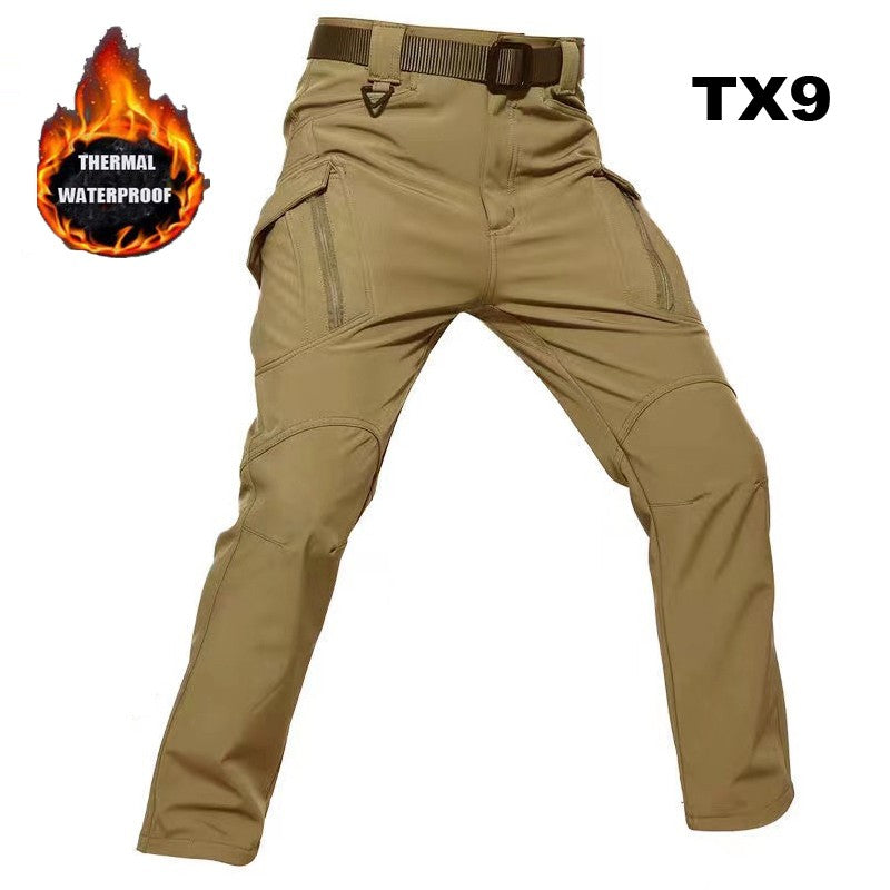 Men's Winter Military Fleece Tactical Sharkskin Cargo Pants Camping Hiking Climbing Trekking Waterproof Outdoor Trousers 5XL