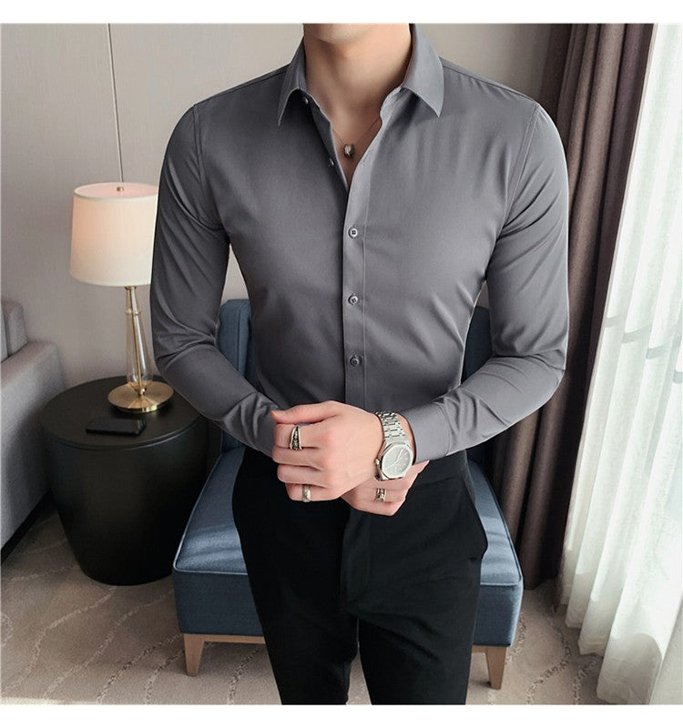 Plus Size S-7XL High Quality Men Dress Shirt 2024 Autumn Long Sleeve Solid Business Slim Shirts Homme Dress Social Casual Shirt