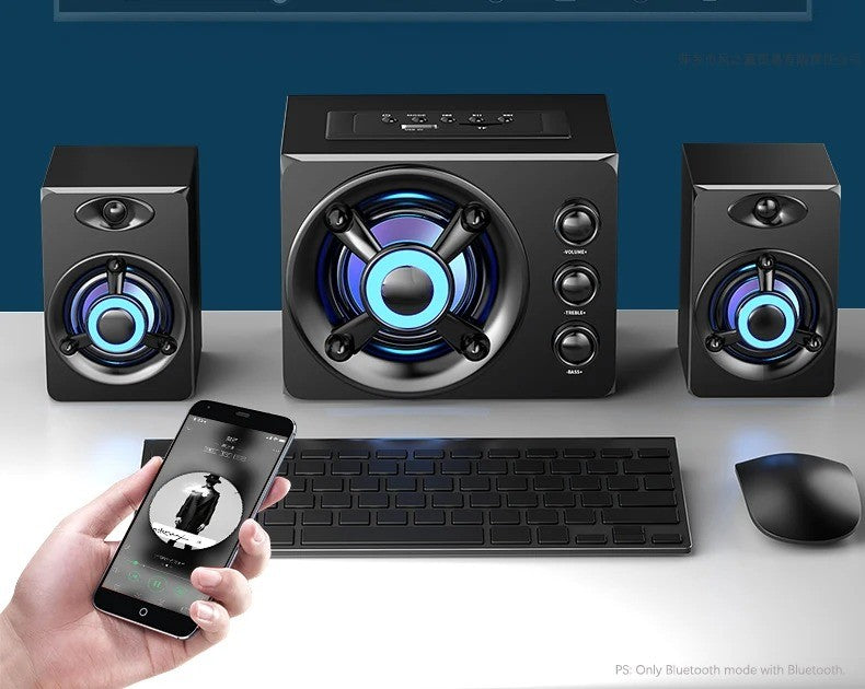 HIFI 3D Stereo Speakers Colorful LED Heavy Light AUX USB Wired Wireless Bluetooth Audio Home Theater Surround Sound Bar TV