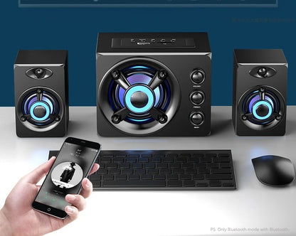 HIFI 3D Stereo Speakers Colorful LED Heavy Light AUX USB Wired Wireless Bluetooth Audio Home Theater Surround Sound Bar TV