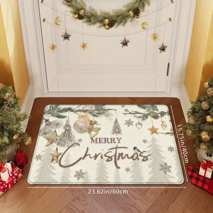 VIKAMA Christmas White Christmas Tree Pattern Rug Bedroom, Living Room, Hallway Entrance Mat Soft Comfortable Rug Home Decor