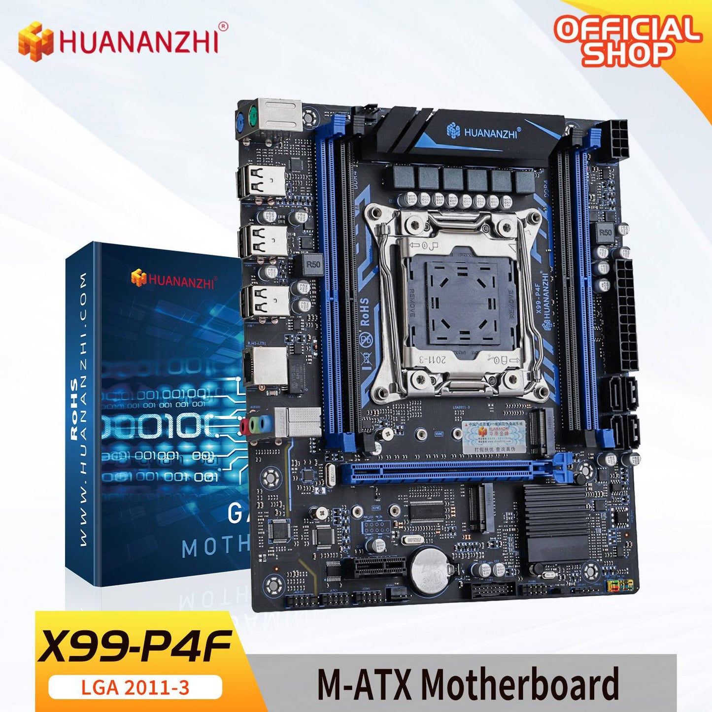 Placa-mãe HUANANZHI X99 P4F LGA 2011-3 XEON X99 suporta Intel E5 V3 V4 Todas as séries de memória DDR4 RECC NON-ECC NVME