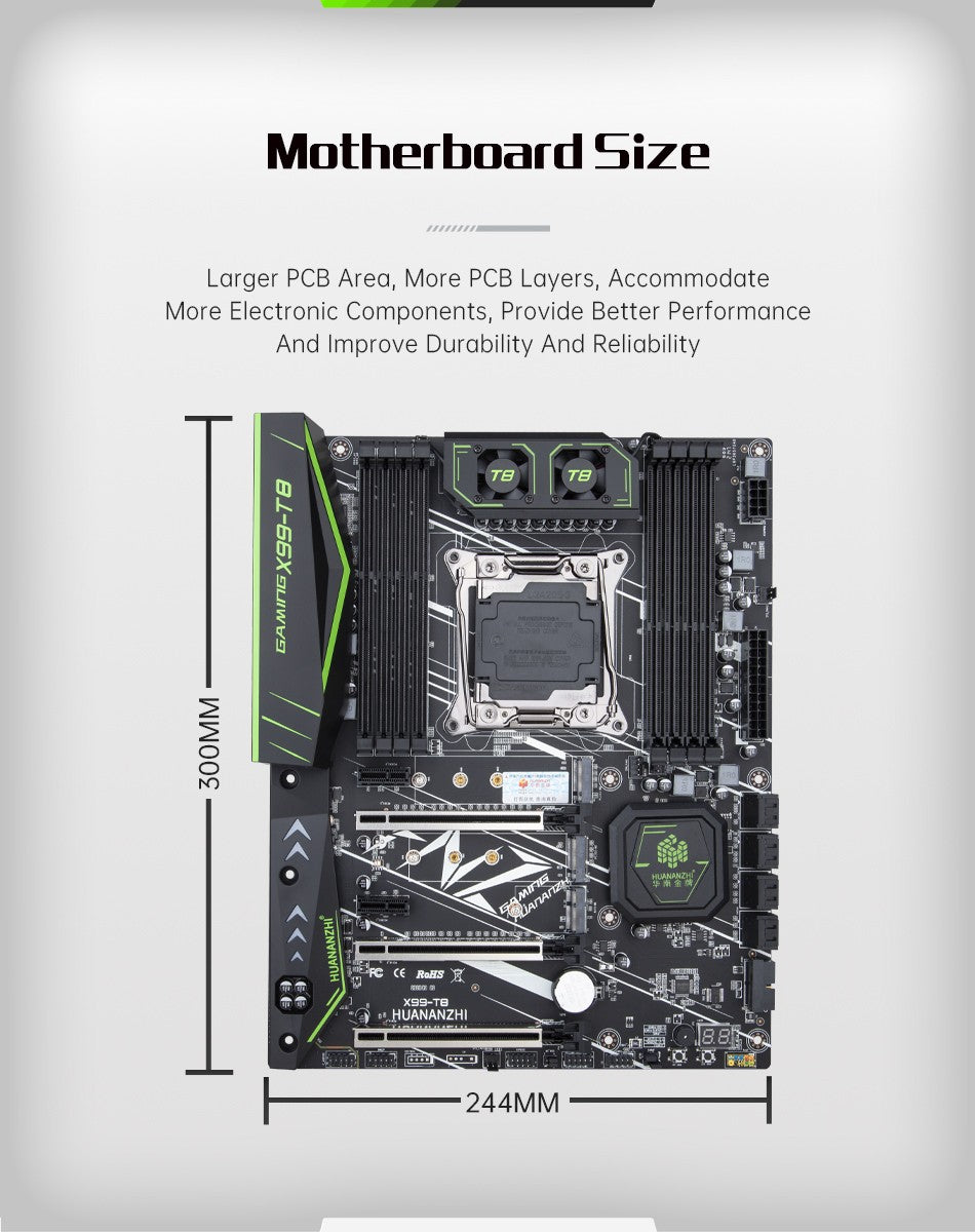Placa-mãe HUANANZHI X99 T8 LGA 2011-3 XEON X99 compatível com Intel E5 2696 2678 2676 2673 2666 V3 com suporte a memória DDR3 RECC NVME
