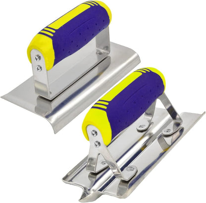 Conjunto de 2 peças de ferramentas para concreto, plaina e sulcador de mão de aço inoxidável, kit de ferramentas de acabamento para gesso e cimento