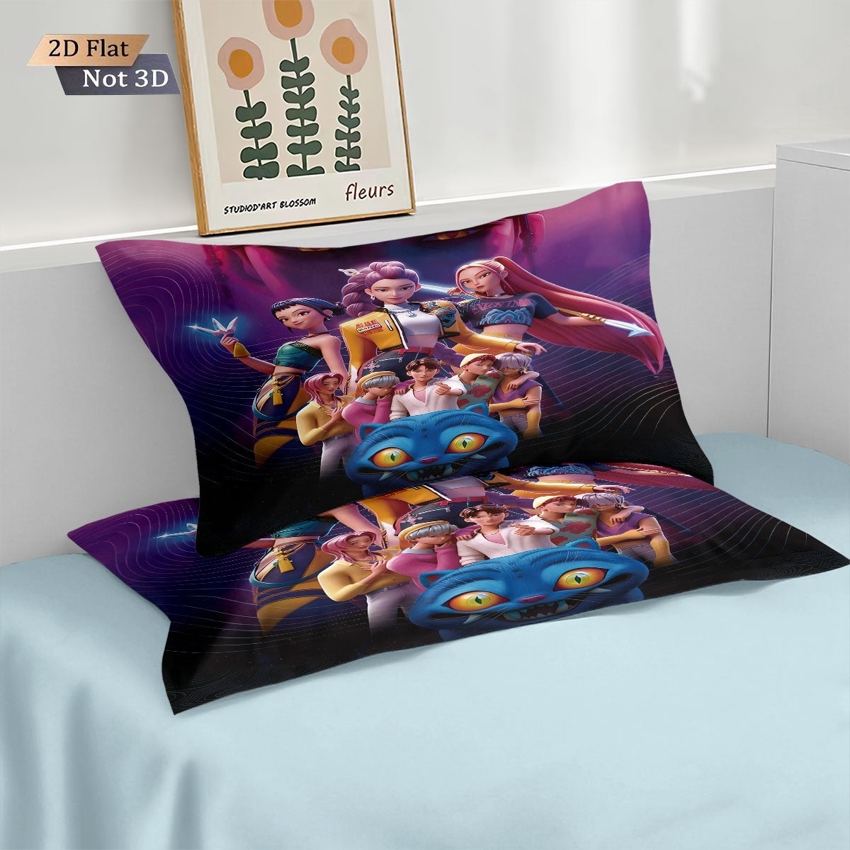 3pcs K-Pop Demon Hunters Print coreless Bedding Set Multi Sized Bedding Dormitory duvet Cover, Soft Decoration, Machine Washable
