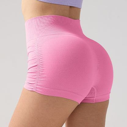 Women High Waist Fitness Shorts Gym Hip Lifting Yoga Sports Tight Running Shorts Exercise Three Folded Yoga Shorts