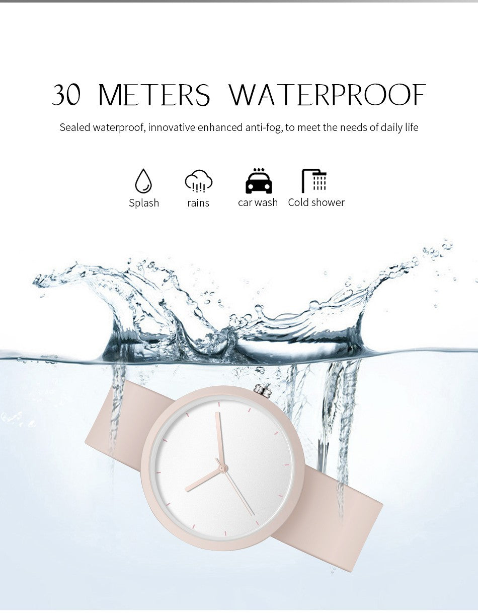 Minimalism Watch For Women 41mm Case with PVD Finish Rubber Strap