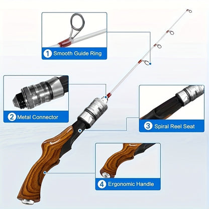 Portable Ice Fishing Rod, Detachable Plug-in Fishing Rod, Ultralight Sensitive Winter Fishing Pole for Ice Fishing