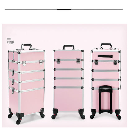Cosmetic Case Rolling Luggage Makeup Train Trolley Large Capacity Suitcase with Lock Swivel Wheels For Salon Barber Manicurist