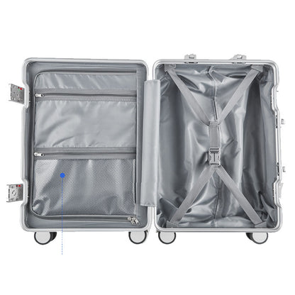 20/24 Inch Front Open Luggage Multifunctional Aluminum Frame Trolley Case with USB Cup Holder Large Boarding Box Suitcase