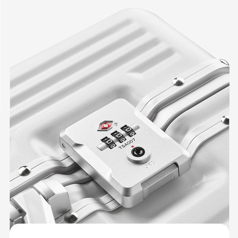 20/24 Inch Front Open Luggage Multifunctional Aluminum Frame Trolley Case with USB Cup Holder Large Boarding Box Suitcase