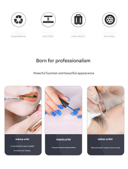 Cosmetic Case Rolling Luggage Makeup Train Trolley Large Capacity Suitcase with Lock Swivel Wheels For Salon Barber Manicurist