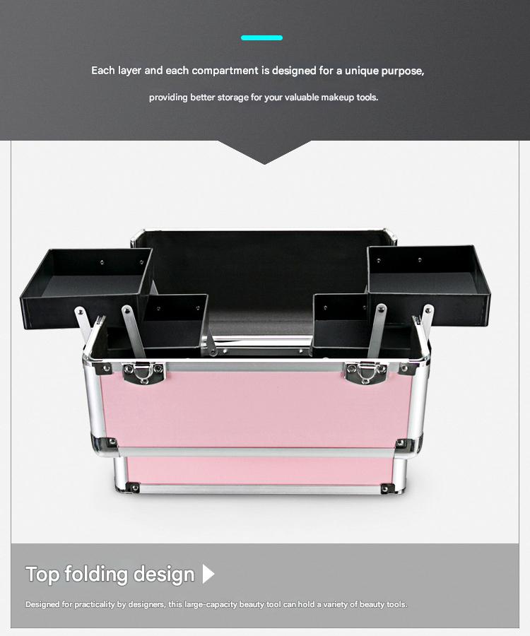 Cosmetic Case Rolling Luggage Makeup Train Trolley Large Capacity Suitcase with Lock Swivel Wheels For Salon Barber Manicurist