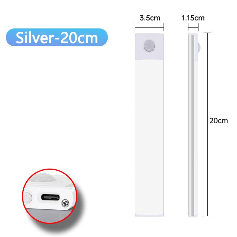 LED Cabinet Light Type C Rechargeable Motion Sensor Night Lights for Kitchen Wardrobe Cabinet Lighting 10cm/20cm/30cm/40cm/50cm