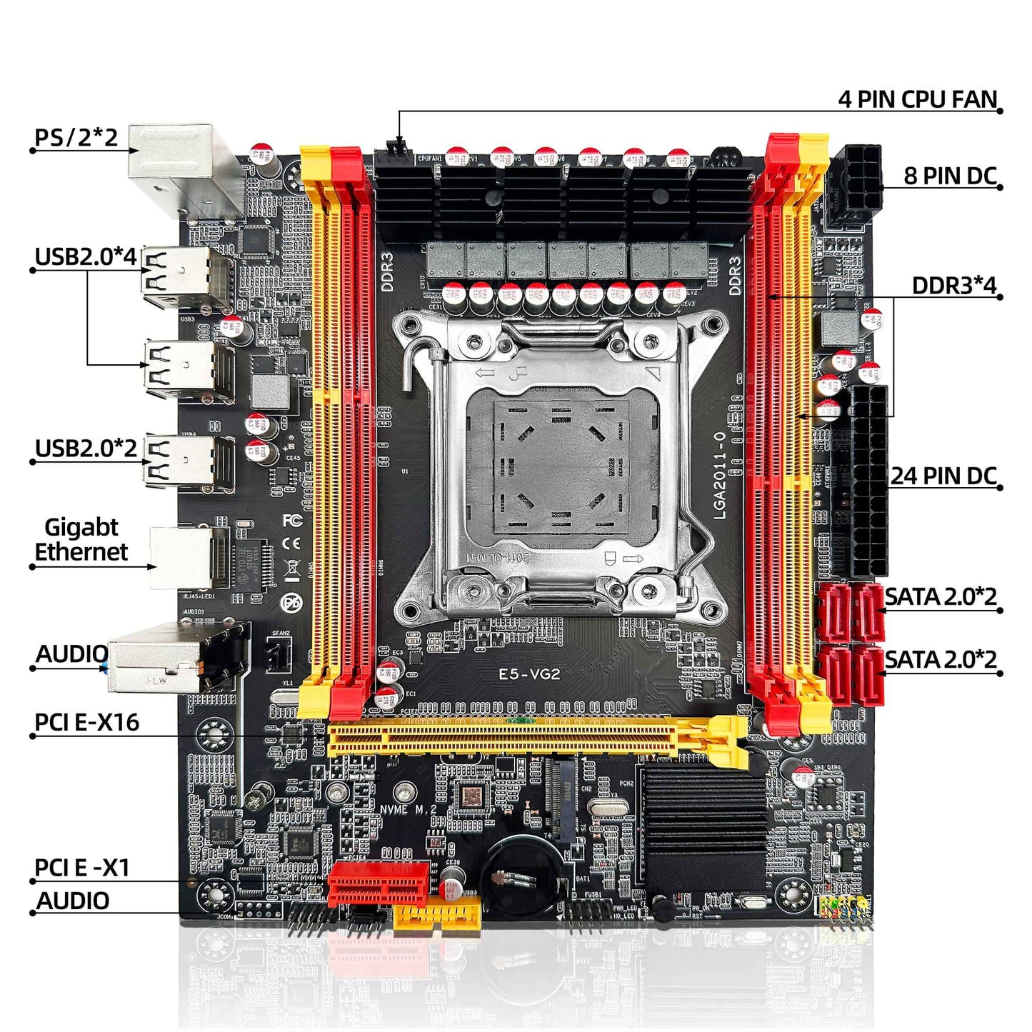 Placa-mãe ZSUS X79 VG2 LGA 2011 Slot Suporta Processador Intel Xeon v1 v2 CPU Memória Desktop DDR3 M.2 NVME SATA 2.0