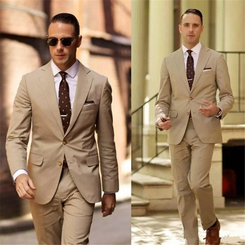 CustomizedCustom Made Linen Men Suit Smart Casual Groom Tuxedos Mens Blazer Slim Fit Notched Lapel Suits Two Pieces Suit(Jacket+