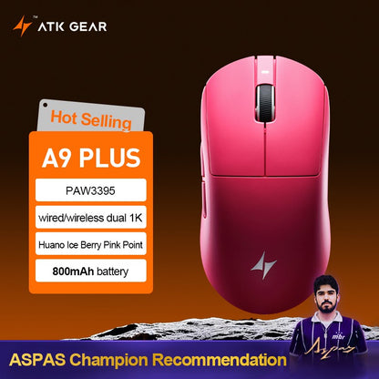 ATK Dragonfly A9 Ultra/A9 Plus Gaming Mouse Dual 8K Polling Tri Mode PAW3395/3950 Sensor Ergonomic  Esport PC Peripheral