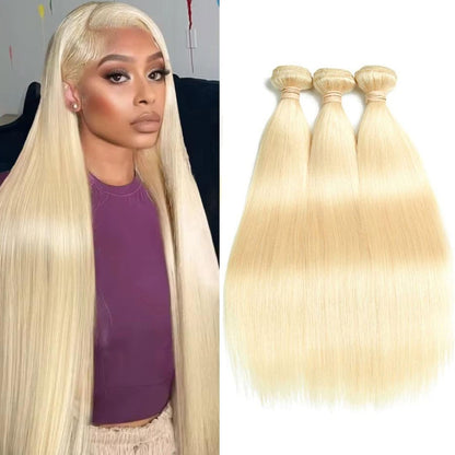 Cabelo Humano Loiro 613 Pacotes Lisos 613 1/3/4 Peças Pacotes 34 36 38 40 Polegadas Grau 12A Extensões de Cabelo Remy Virgem