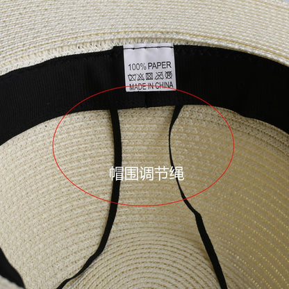 LNPBD Moda verão chapéu de palha feminino branco de aba reta larga chapéu jazz fedora chapéu de sol boné de praia verão