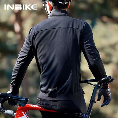 INBIKE Men's Winter Cycling Bike Jackets Windproof Softshell Thermal Bicycle Clothing for Men Warm Fleece Road Bike Windbreaker