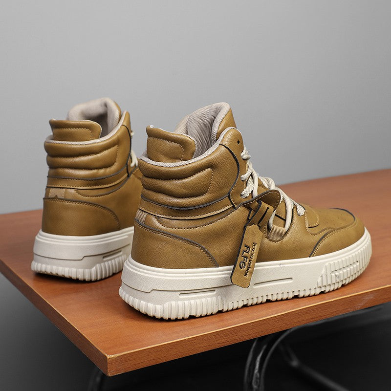 Fashion Leather Ankle Boots Men's Skate Sneakers Comforty Non Slip Wear Resistant Sole Winter Boots Preppy Street Casual Shoes